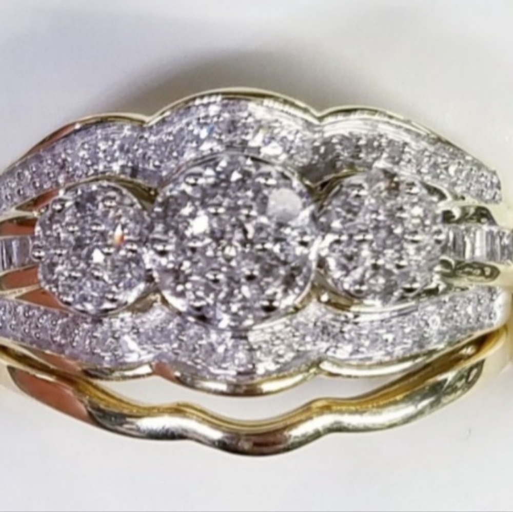 Diamond 10k yellow gold wedding set